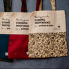 Sari Tote bag: a vibrant one-of-a-kind repurposed sari shopping bag made from 100% organic cotton and upcycled sari fabric. 