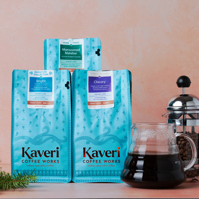 Kaveri Coffee Discovery kit. Woman-owned, Single origin direct trade sustainable coffee.