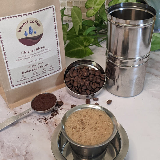 Single origin, Specialty Indian Coffee. South Indian Filter Kaapi Chicory blend