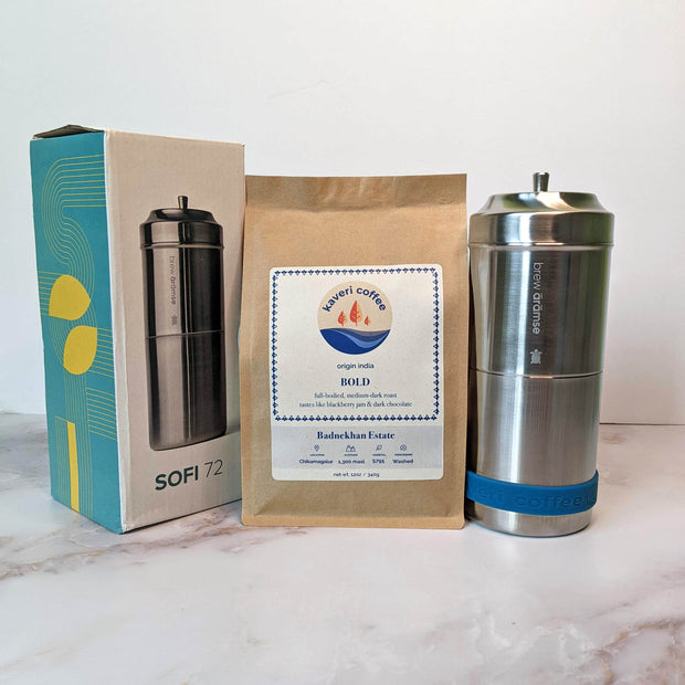 SOFI 72 Modern Indian Brewer by Aramse and Specialty Indian coffee by Kaveri Coffee